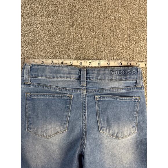 Vigoss Jean Shorts Embroidered Hearts Adjustable Waistband Girls Size 12 - Picture 4 of 6